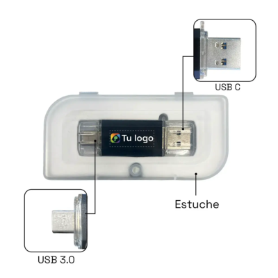 Vista previa 1 de Pendrive Duo USB + USB C 32GB personalizado